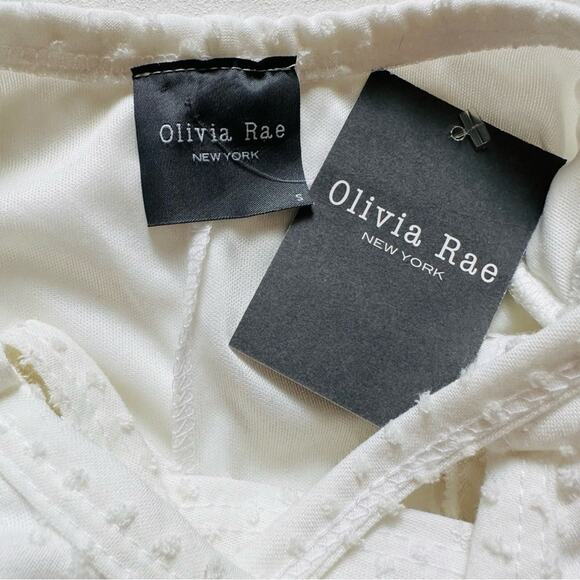 Olivia Rae Dress White Texture Swiss Dot Sleeveless Back Knot Tie Mini Small - Picture 2 of 10